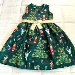 Girls Bonnie Jean Holiday Dress - Nutcracker print